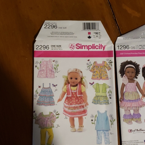 Doll Clothing Patterns Simplicity x 3 - Picture 5 of 8